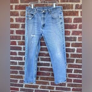 Men’s Well Worn Wrangler Destroyed Distressed Stained Work Jeans Size 36x30